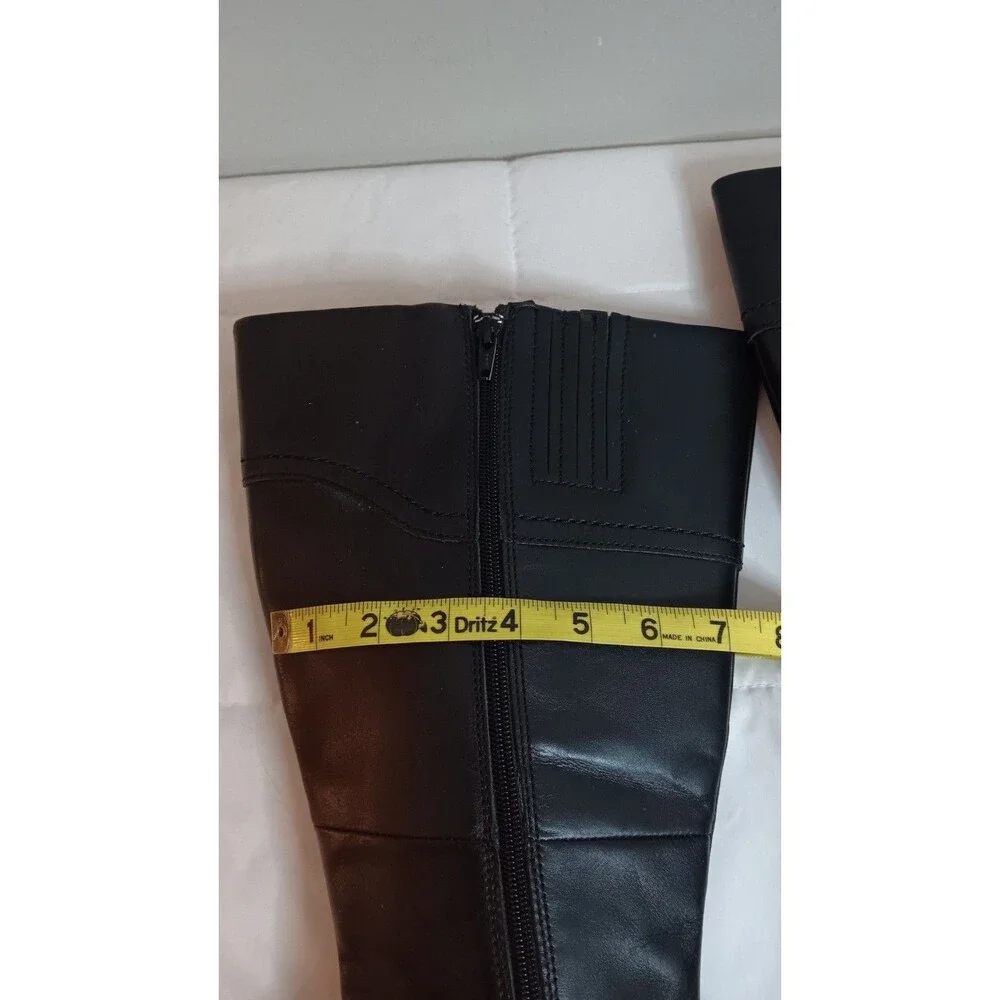 Clarks Black Leather Riding Boots Equestrian Buckle Detail Sz 9.5